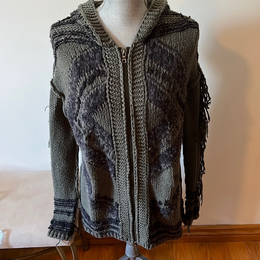 FREE PEOPLE BOHO SWEATER HOODIE XS